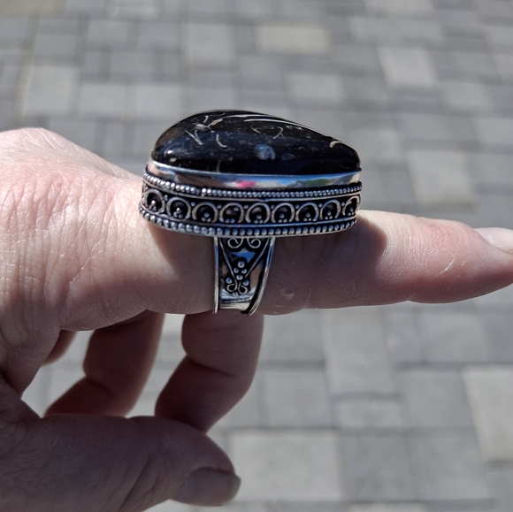 New Turritella Agate Fossi Silver Ring. - Picture 8 of 12